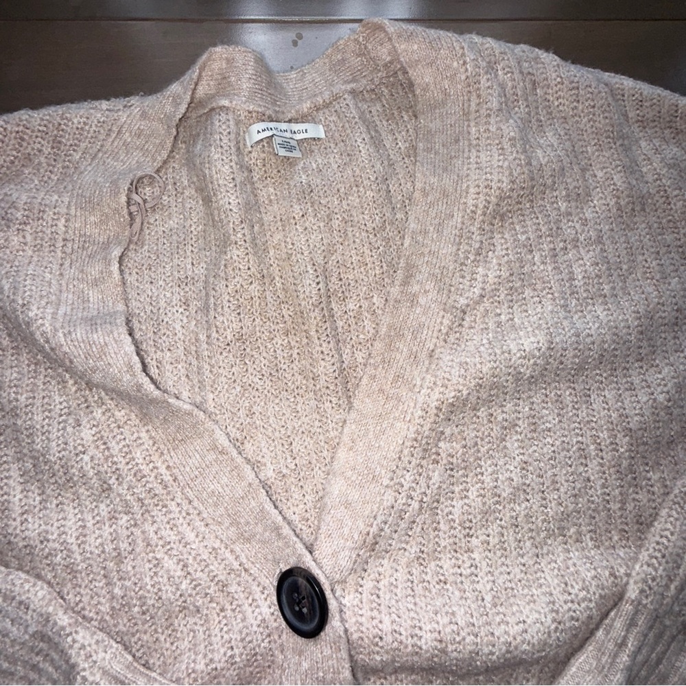 American Eagle Outfitters Beige Cardigan with Black Buttons - Picture 3 of 3
